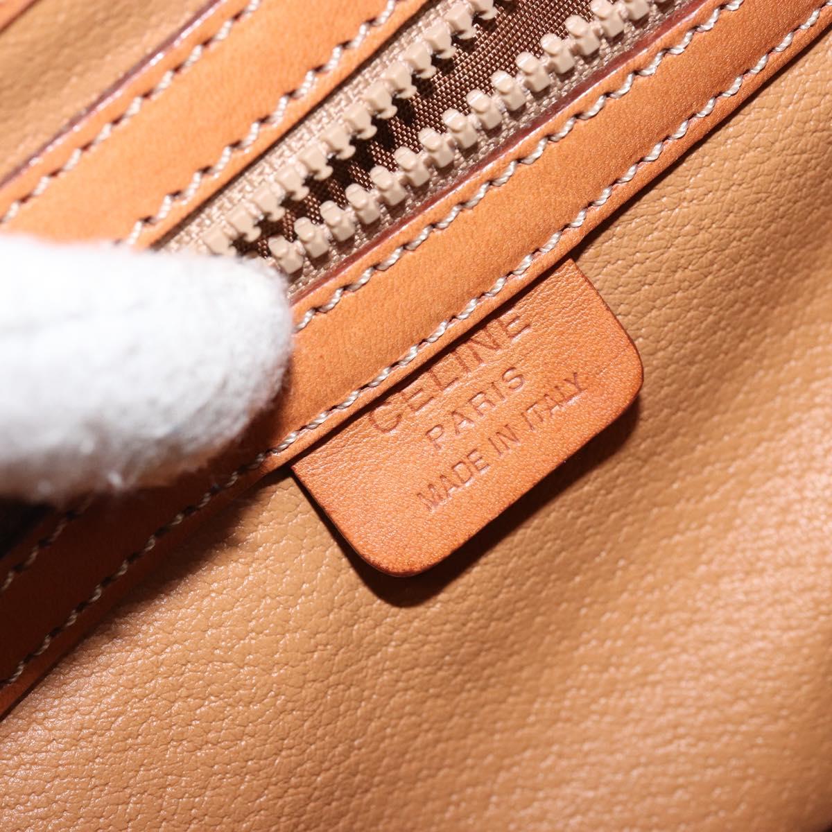 CELINE Macadam Canvas Hand Bag PVC Leather Brown Gold Auth gh783