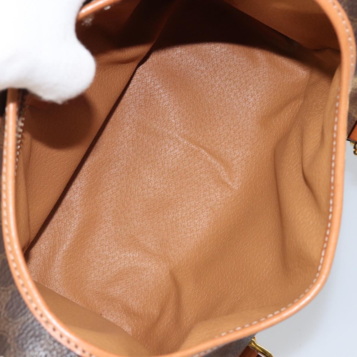 CELINE Macadam Canvas Hand Bag PVC Leather Brown Gold Auth gh783