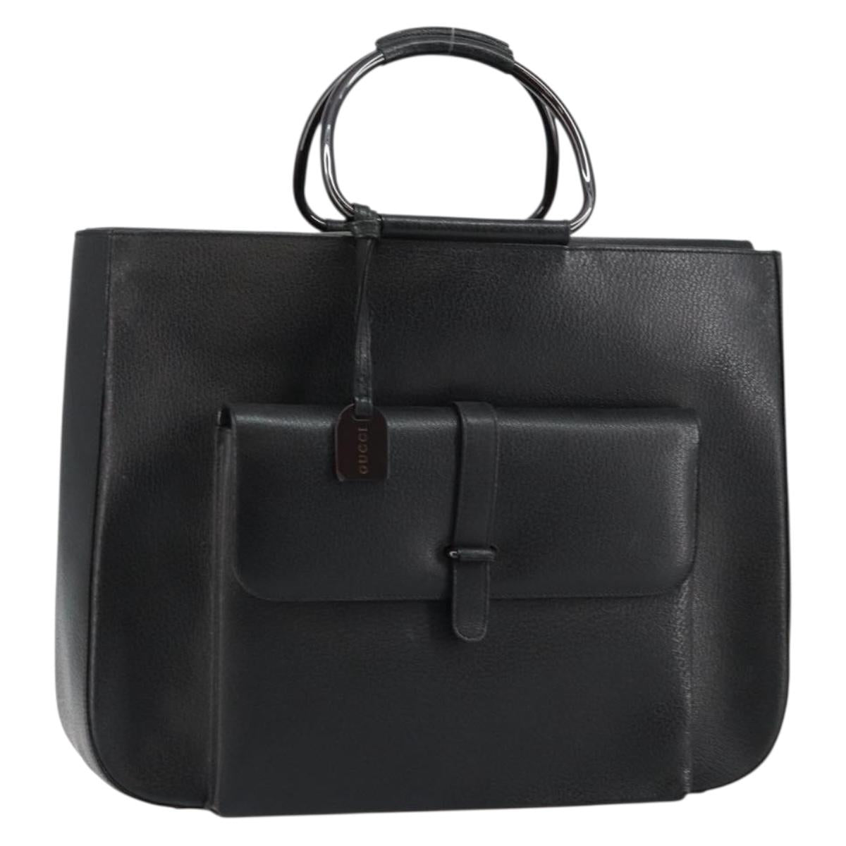 GUCCI Hand Bag Leather Black 002 3754 0459 Auth gh785