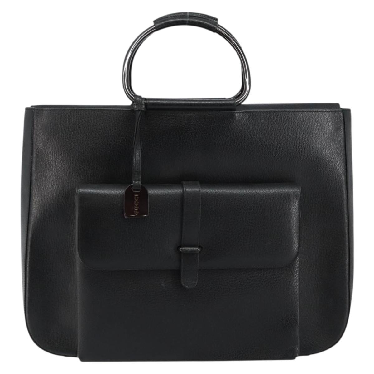 GUCCI Hand Bag Leather Black 002 3754 0459 Auth gh785