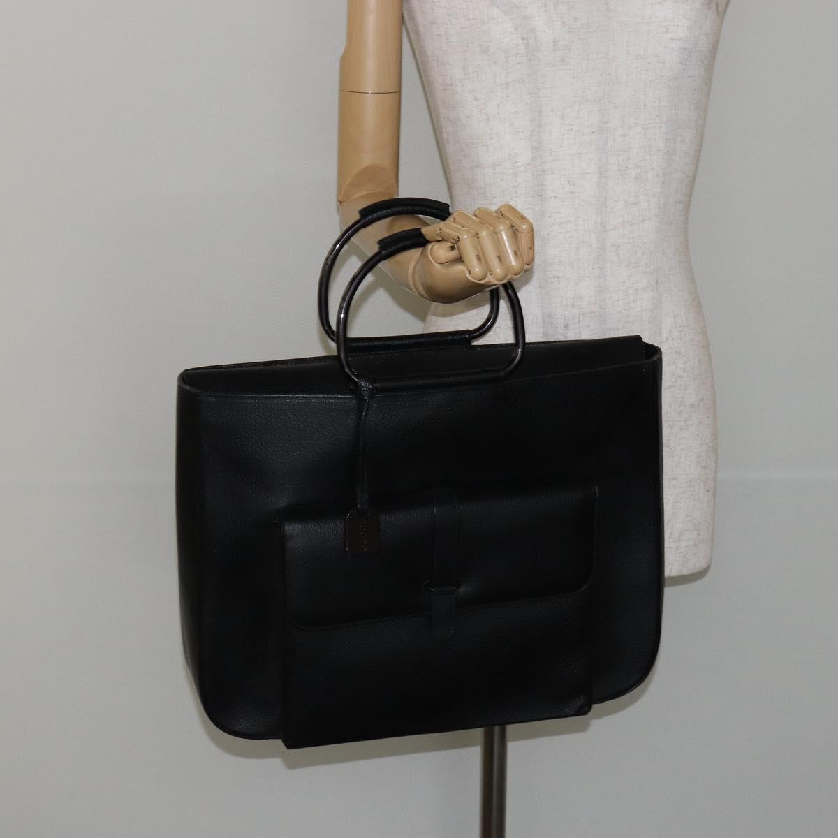 GUCCI Hand Bag Leather Black 002 3754 0459 Auth gh785