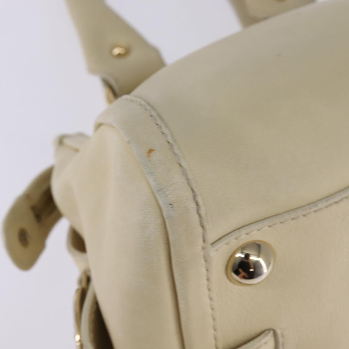 CELINE Triomphe Hand Bag Leather Beige Gold Auth gh799