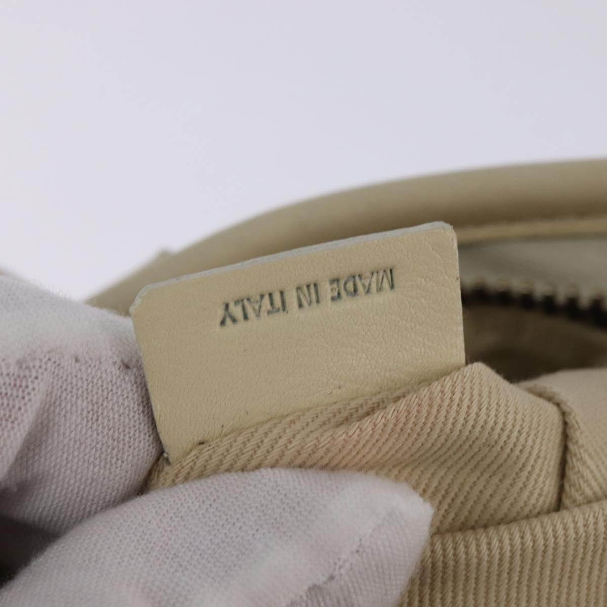 CELINE Triomphe Hand Bag Leather Beige Gold Auth gh799