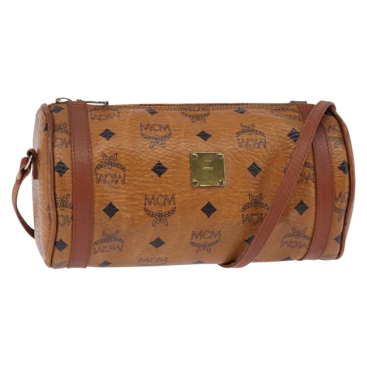 MCM Logogram Vicetos Shoulder Bag PVC Leather Brown Auth gh801