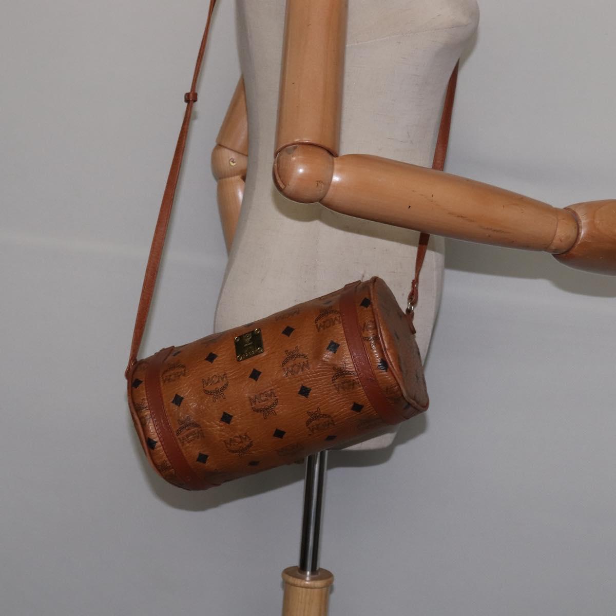 MCM Logogram Vicetos Shoulder Bag PVC Leather Brown Auth gh801