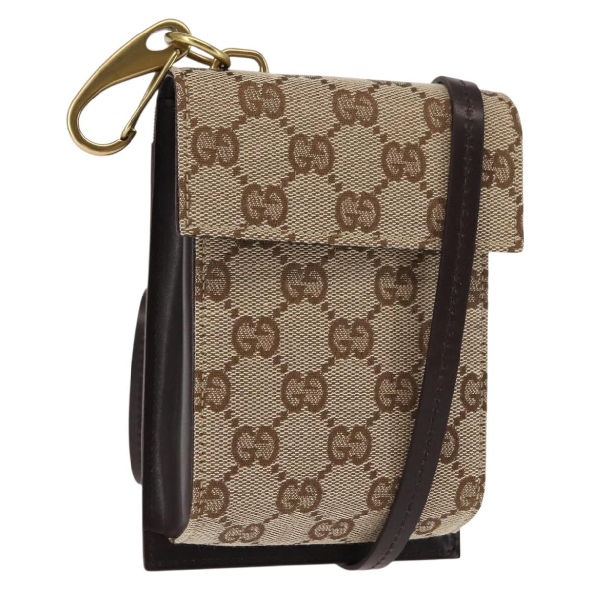 GUCCI GG Canvas Shoulder Bag Beige Gold 106692 Auth gh802