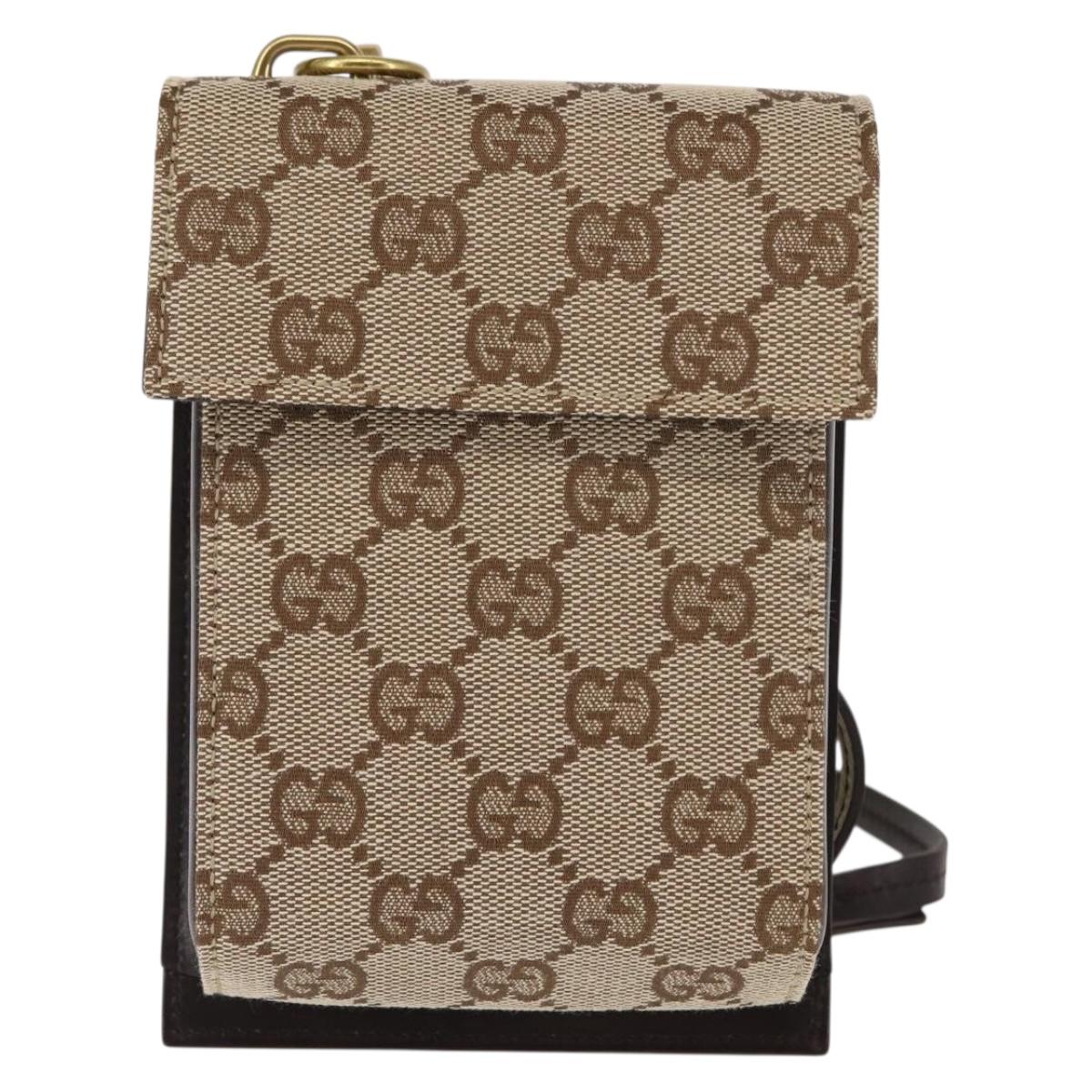 GUCCI GG Canvas Shoulder Bag Beige Gold 106692 Auth gh802