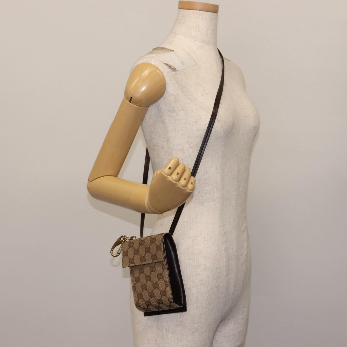 GUCCI GG Canvas Shoulder Bag Beige Gold 106692 Auth gh802