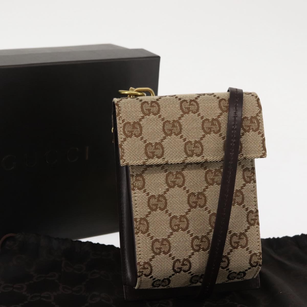 GUCCI GG Canvas Shoulder Bag Beige Gold 106692 Auth gh802
