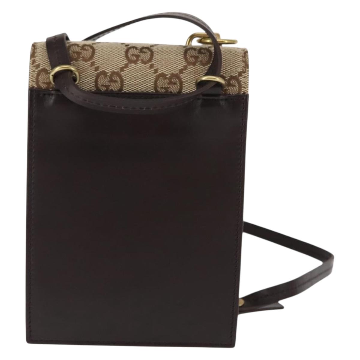 GUCCI GG Canvas Shoulder Bag Beige Gold 106692 Auth gh802