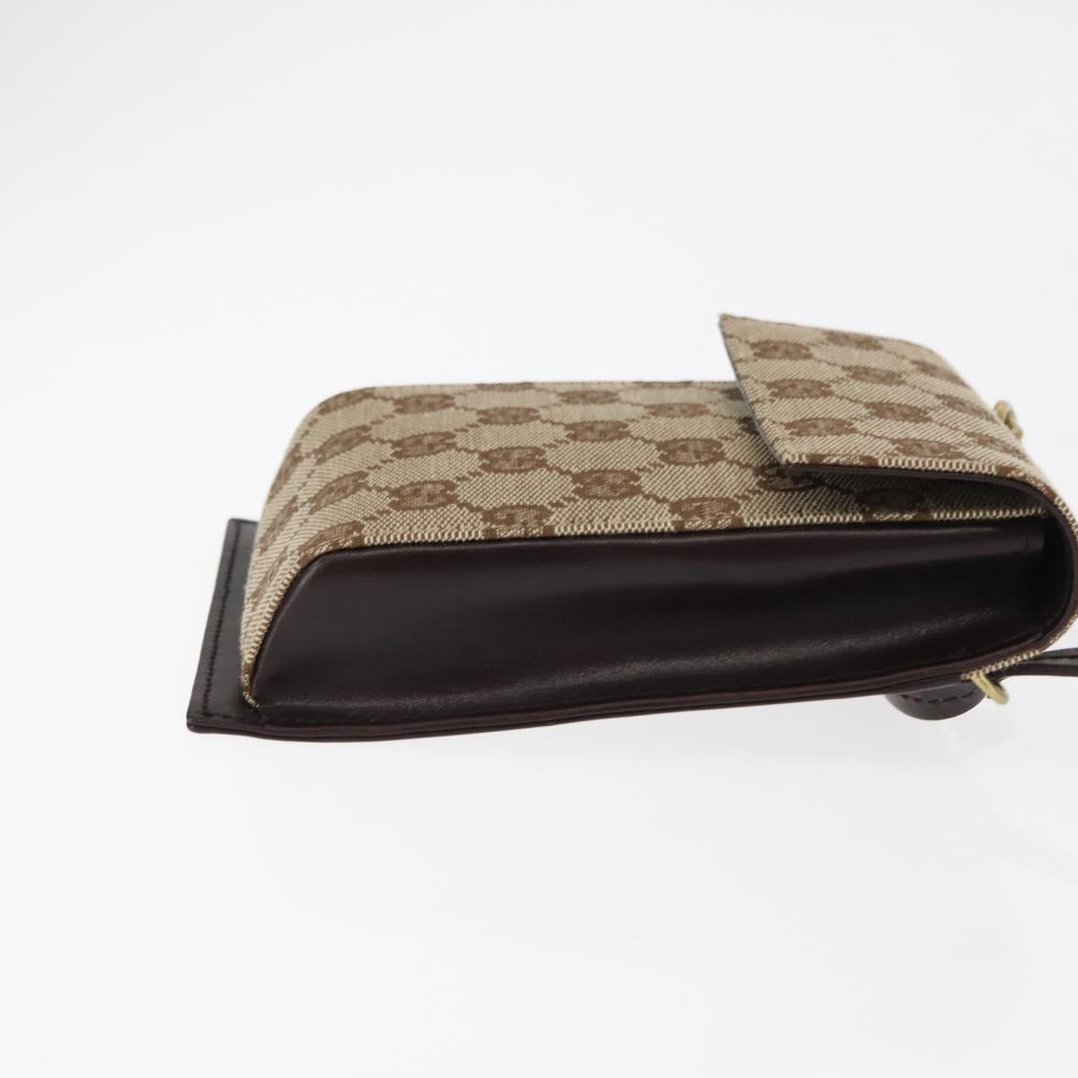 GUCCI GG Canvas Shoulder Bag Beige Gold 106692 Auth gh802