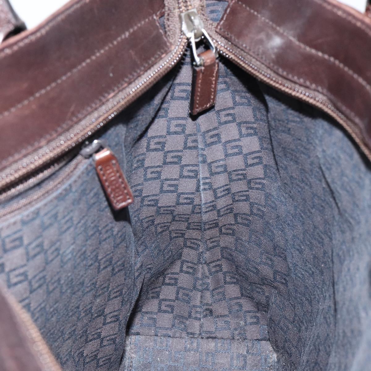 GUCCI Web Sherry Line Tote Bag Suede Leather Brown Red Green 33890 Auth gh807