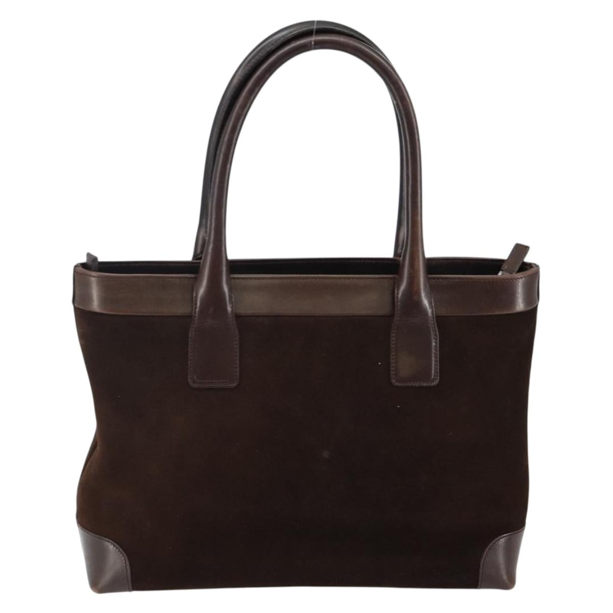 GUCCI Web Sherry Line Tote Bag Suede Leather Brown Red Green 33890 Auth gh807