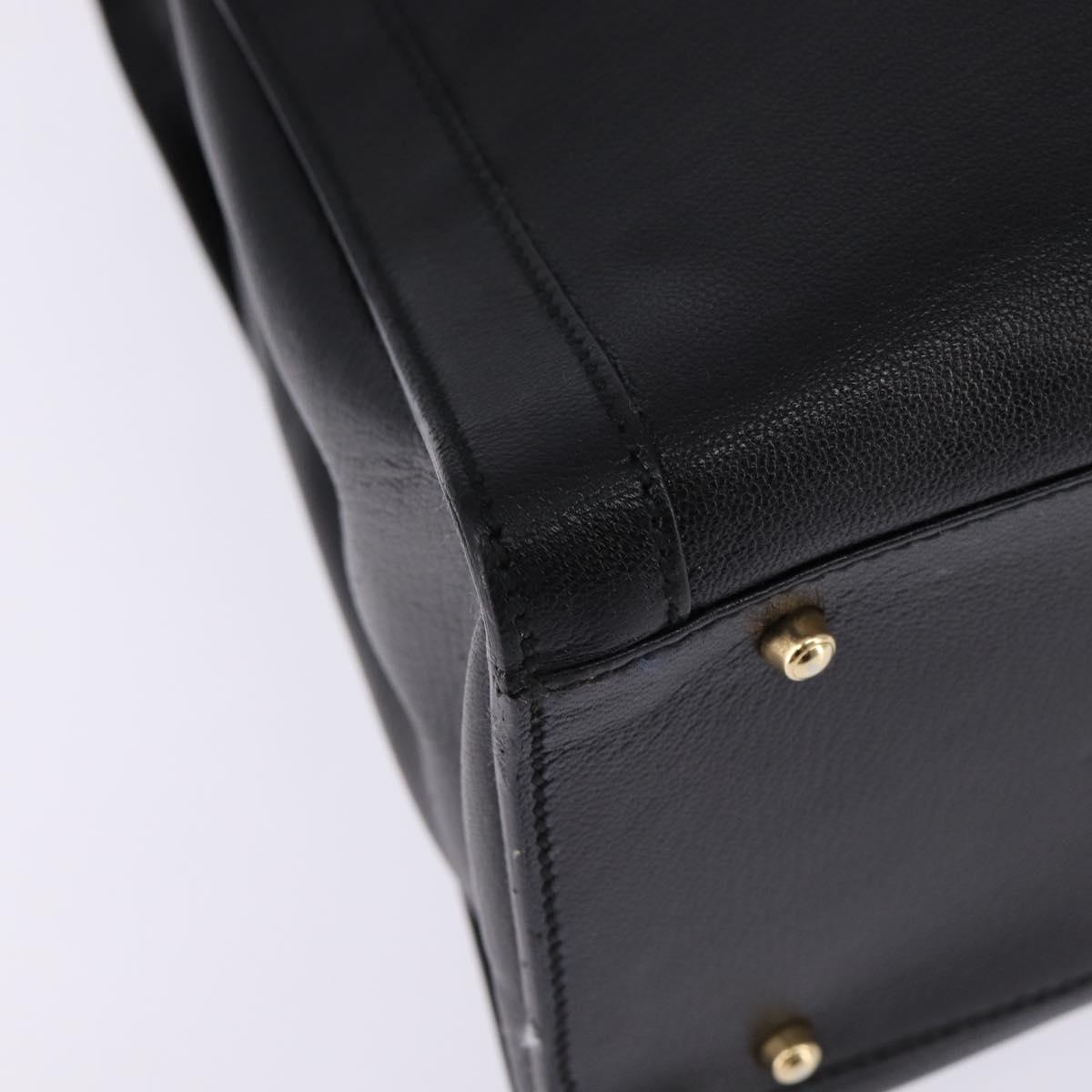 GUCCI Bamboo Hand Bag Leather Outlet Gold Black 002 8260 Auth gh808