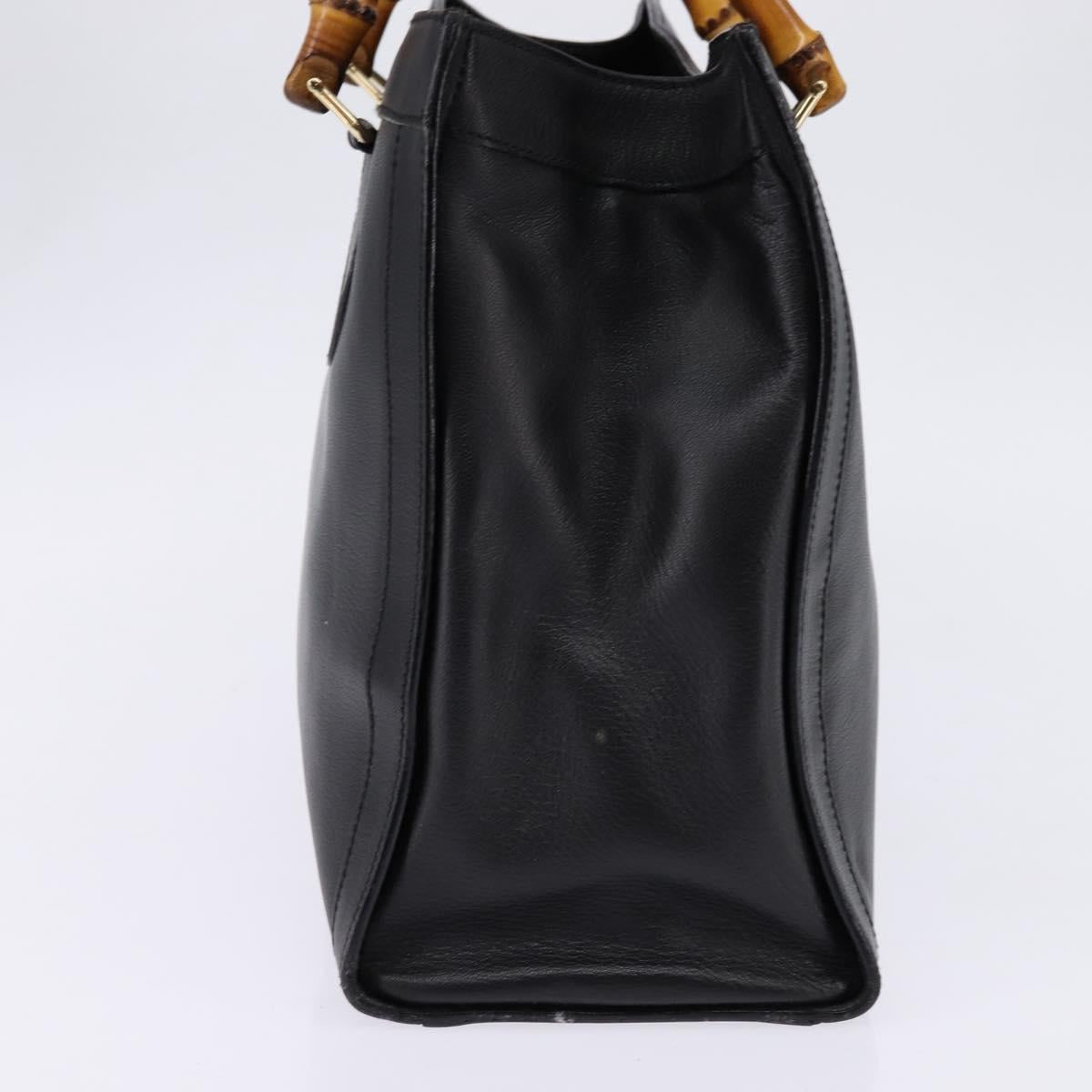 GUCCI Bamboo Hand Bag Leather Outlet Gold Black 002 8260 Auth gh808