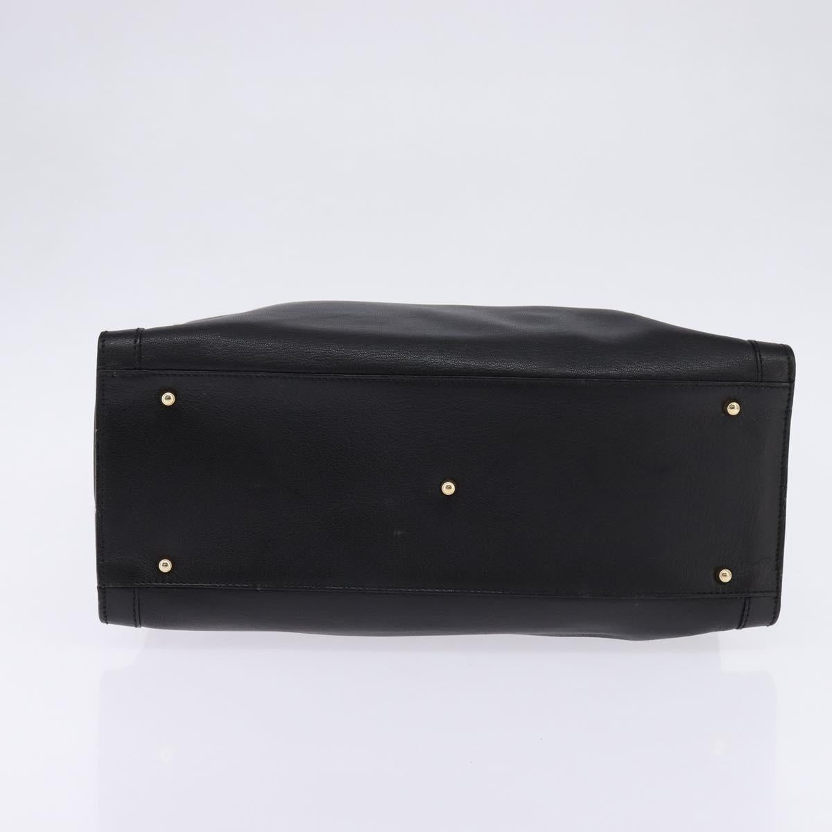 GUCCI Bamboo Hand Bag Leather Outlet Gold Black 002 8260 Auth gh808