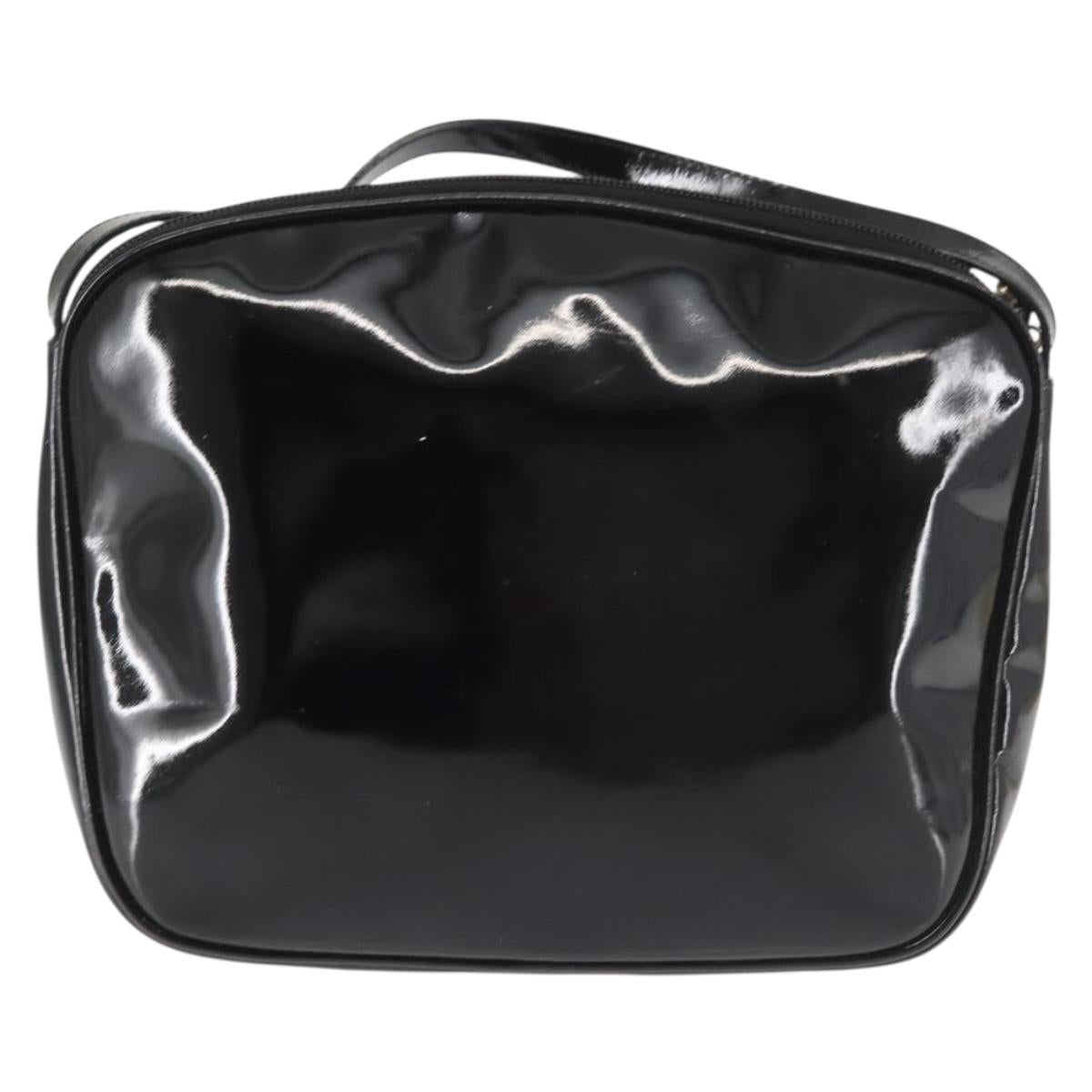 Salvatore Ferragamo Vala Shoulder Bag Enamel Black Gold Auth gh815