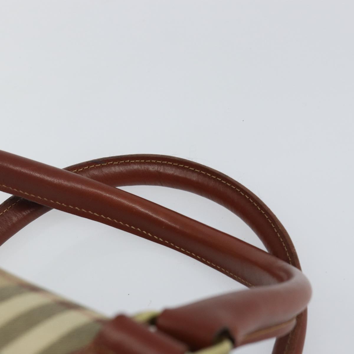 Burberrys Nova Check Boston Bag PVC Beige Gold Auth gh829