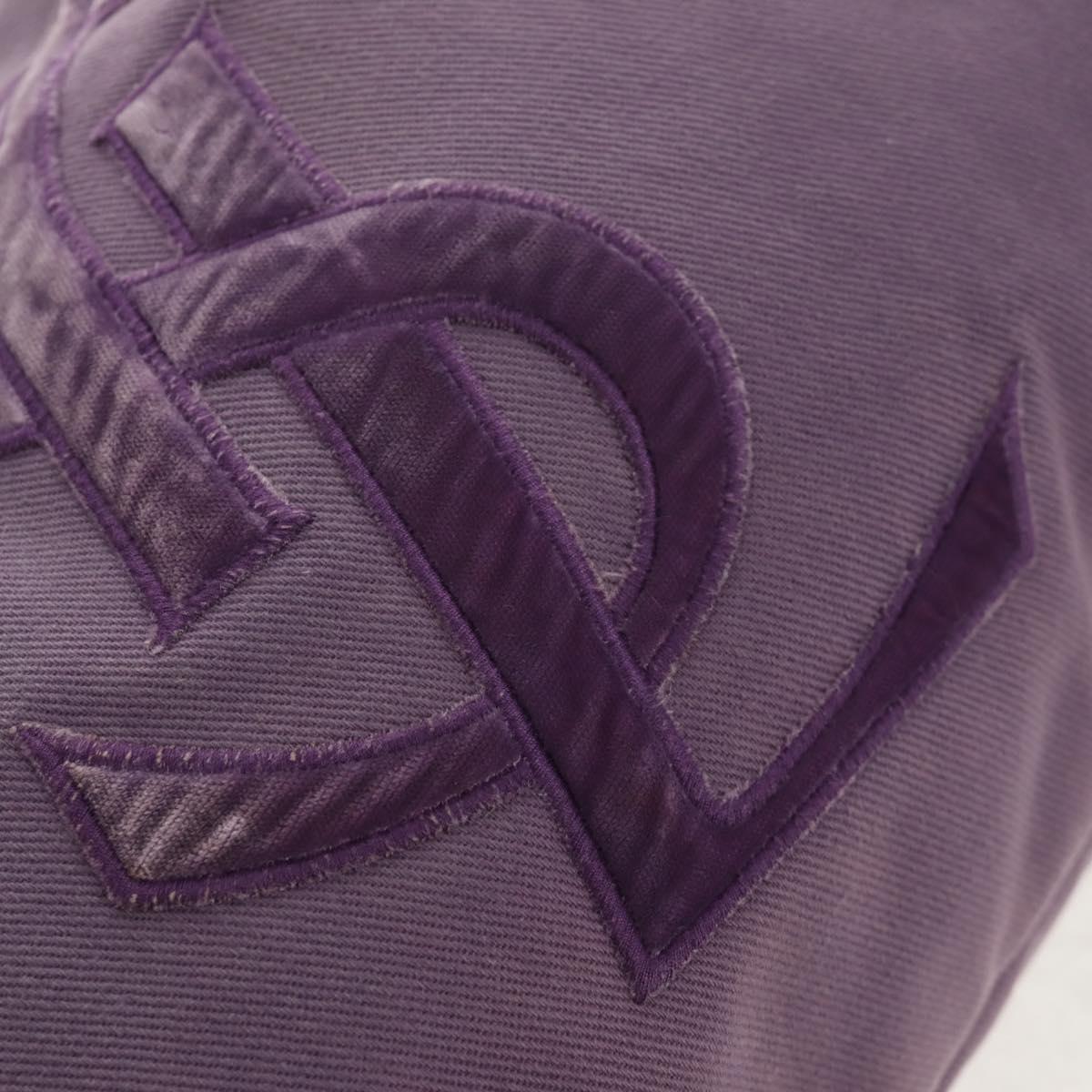 SAINT LAURENT Kahala Tote Bag Canvas Purple Silver 121627 Auth gh833