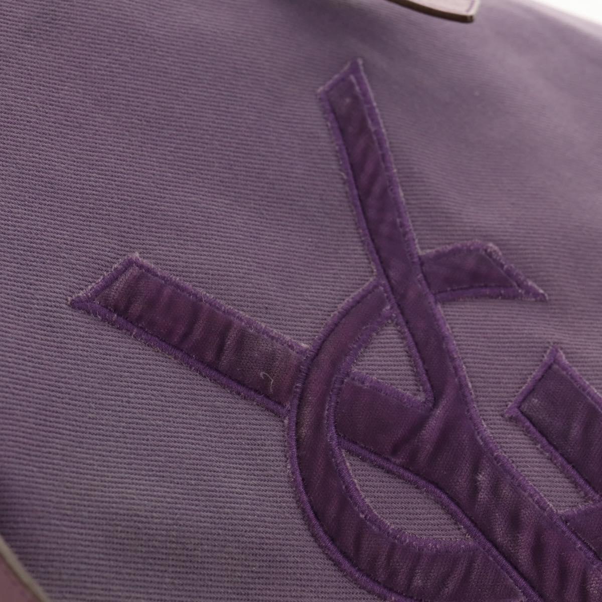 SAINT LAURENT Kahala Tote Bag Canvas Purple Silver 121627 Auth gh833