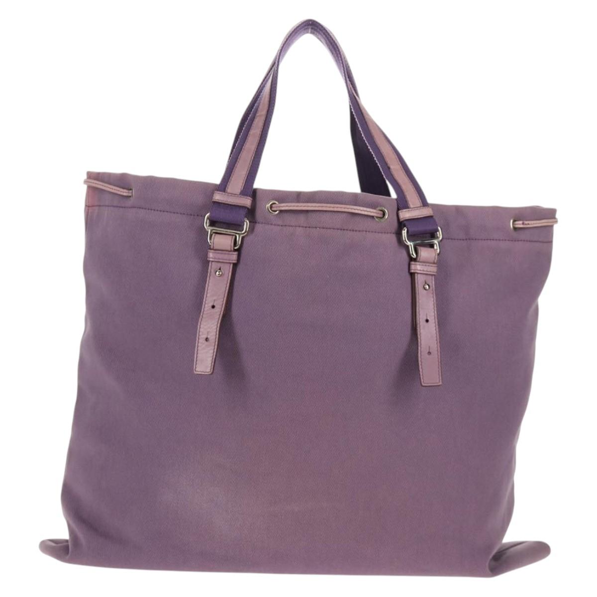 SAINT LAURENT Kahala Tote Bag Canvas Purple Silver 121627 Auth gh833