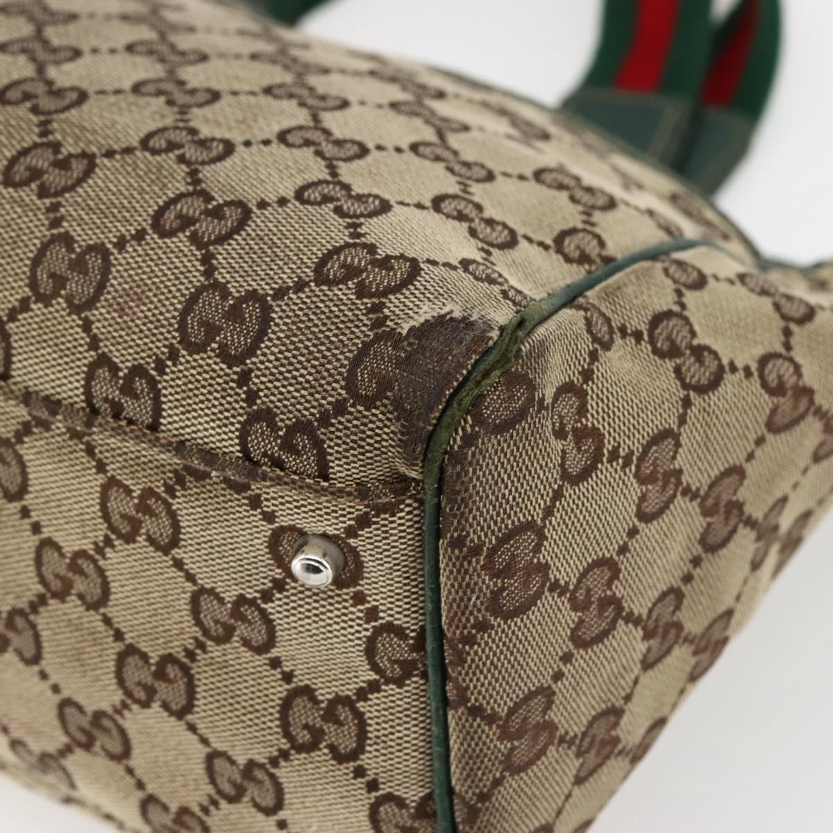 GUCCI GG Canvas Web Sherry Line Tote Bag Beige Green Red 145758 Auth gh835