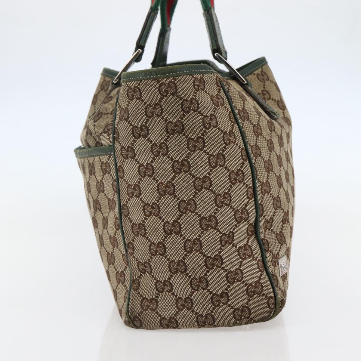 GUCCI GG Canvas Web Sherry Line Tote Bag Beige Green Red 145758 Auth gh835