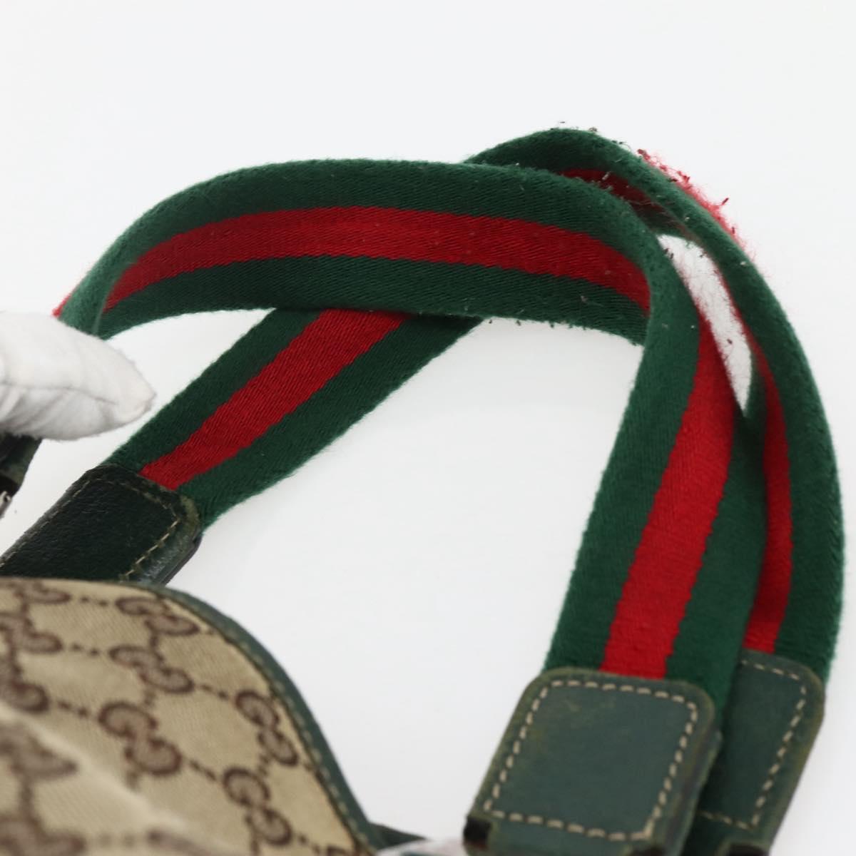GUCCI GG Canvas Web Sherry Line Tote Bag Beige Green Red 145758 Auth gh835