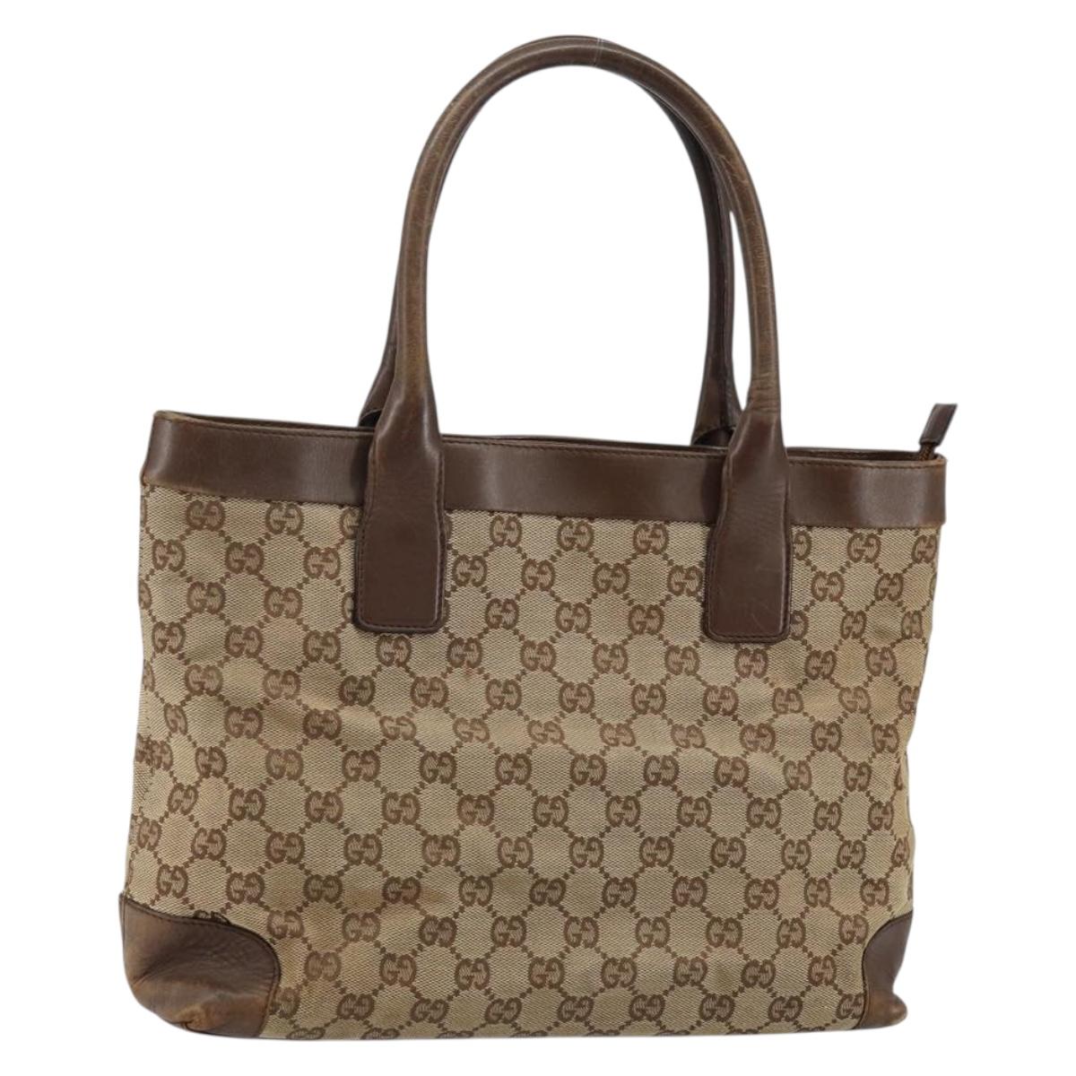 GUCCI GG Canvas Tote Bag Beige Gold 002 1119 Auth gh836
