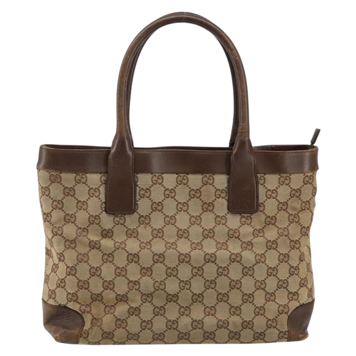 GUCCI GG Canvas Tote Bag Beige Gold 002 1119 Auth gh836