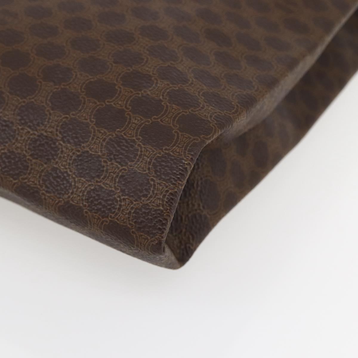 CELINE Macadam Canvas Tote Bag PVC Leather Brown Gold Auth gh838