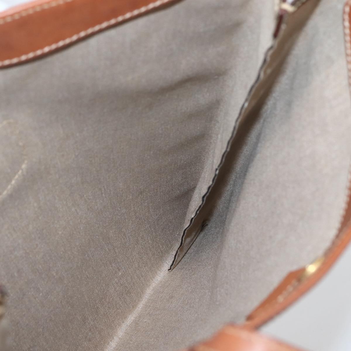 CELINE Macadam Canvas Tote Bag PVC Leather Brown Gold Auth gh838