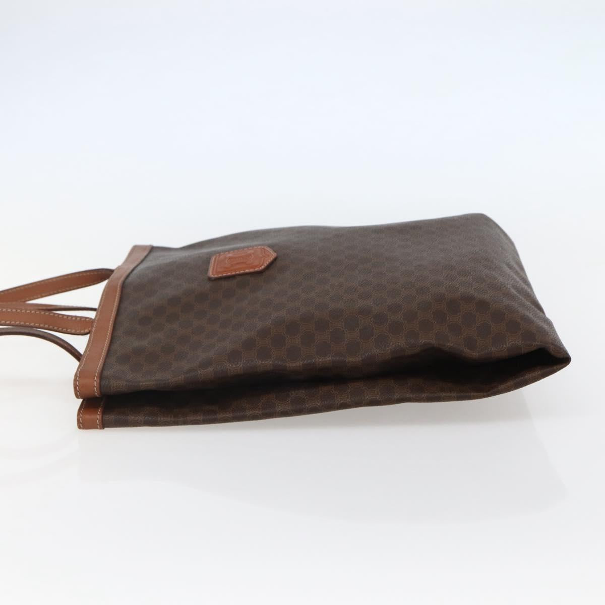 CELINE Macadam Canvas Tote Bag PVC Leather Brown Gold Auth gh838