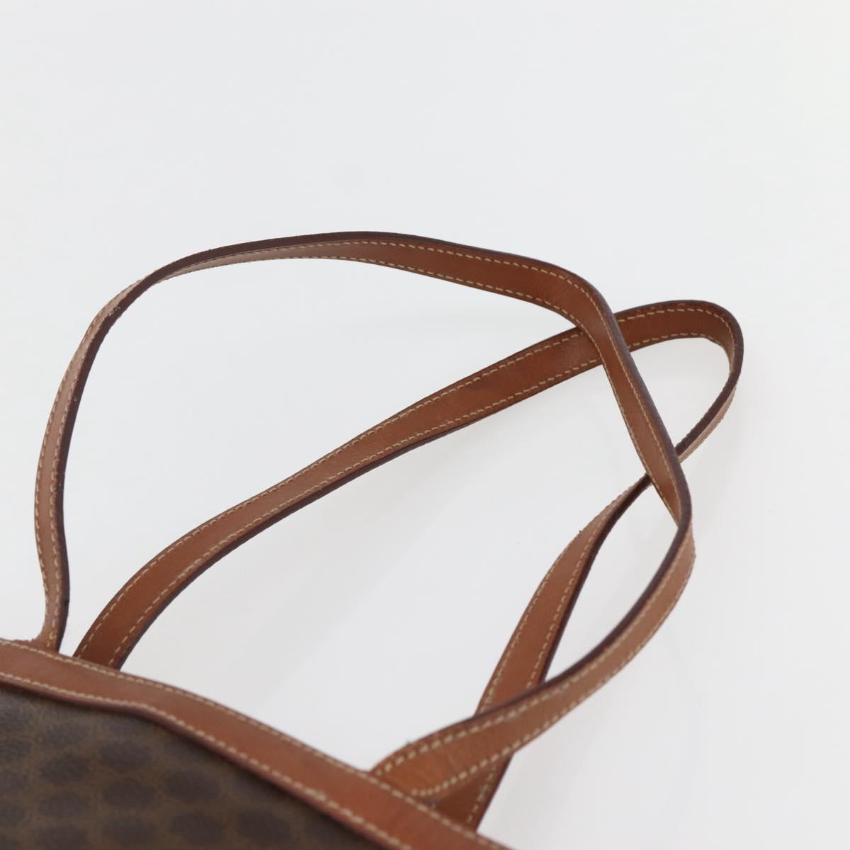 CELINE Macadam Canvas Tote Bag PVC Leather Brown Gold Auth gh838