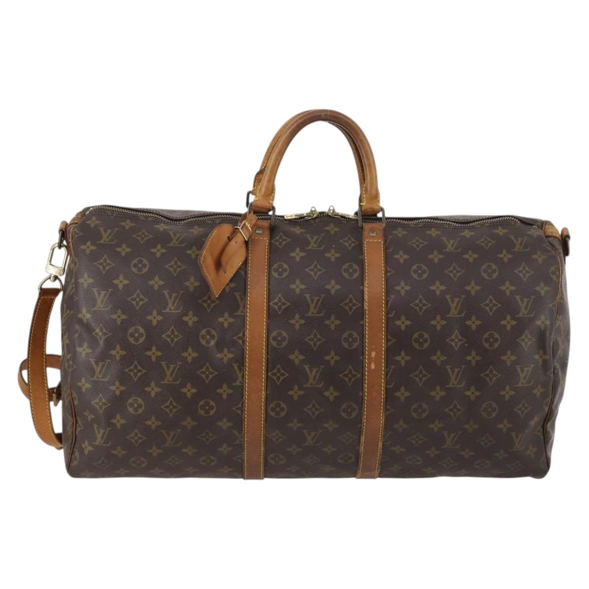 LOUIS VUITTON Monogram Keepall Bandouliere 55 Boston Bag M41414 LV Auth gh851
