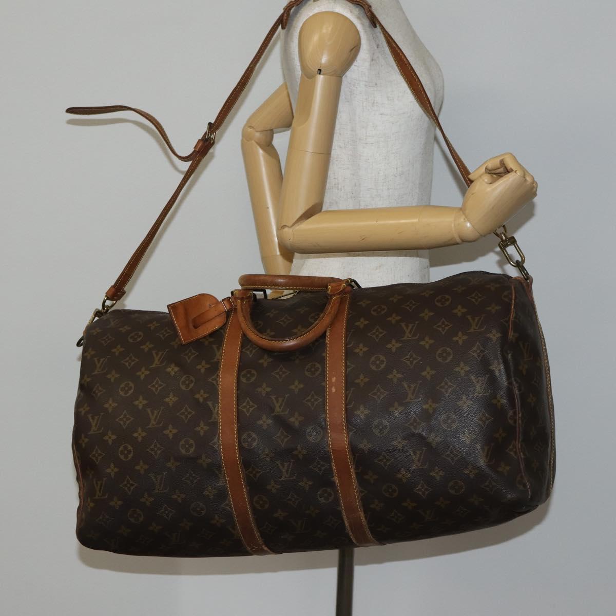 LOUIS VUITTON Monogram Keepall Bandouliere 55 Boston Bag M41414 LV Auth gh851