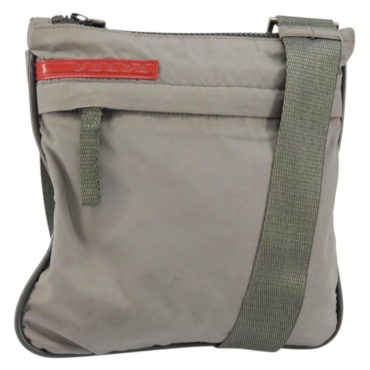 PRADA Sports Shoulder Bag Nylon Gray CC Auth gh866