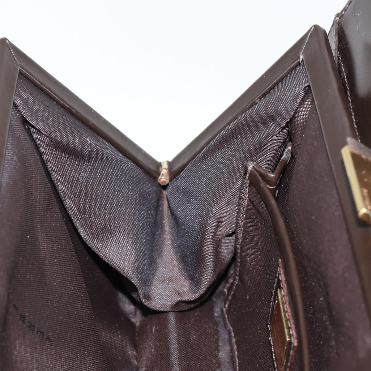 FENDI Hand Bag Leather Brown Gold Auth gh869