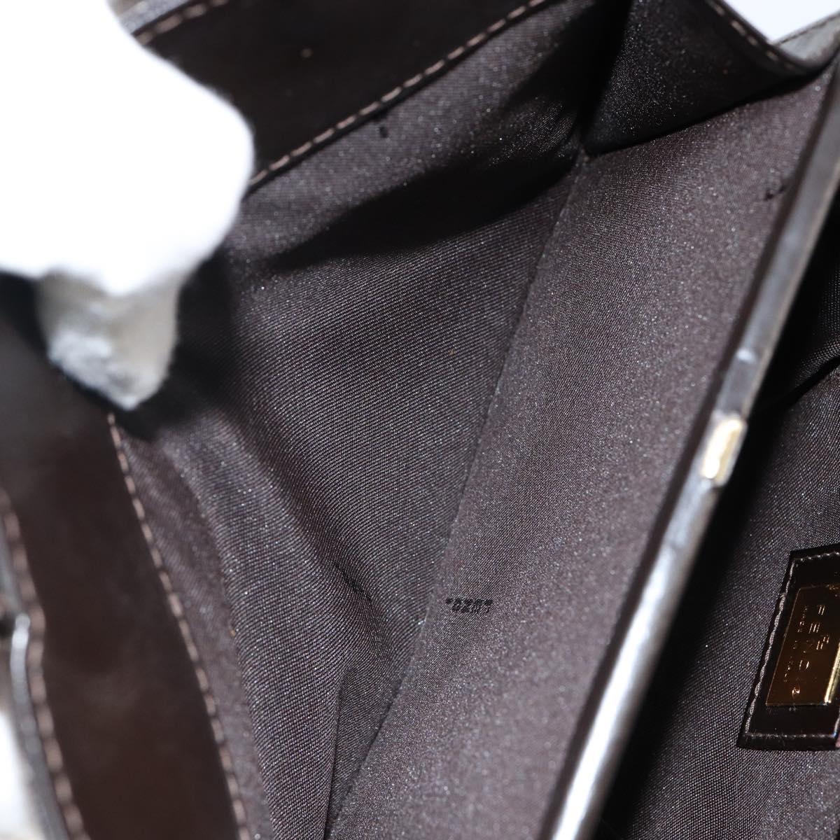 FENDI Hand Bag Leather Brown Gold Auth gh869