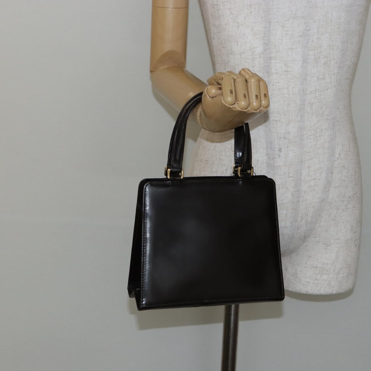 FENDI Hand Bag Leather Brown Gold Auth gh869