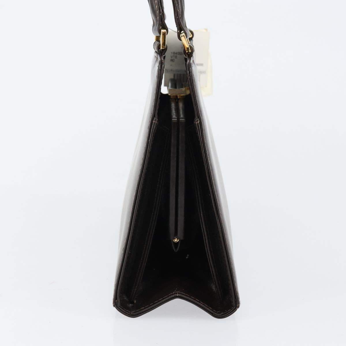 FENDI Hand Bag Leather Brown Gold Auth gh869