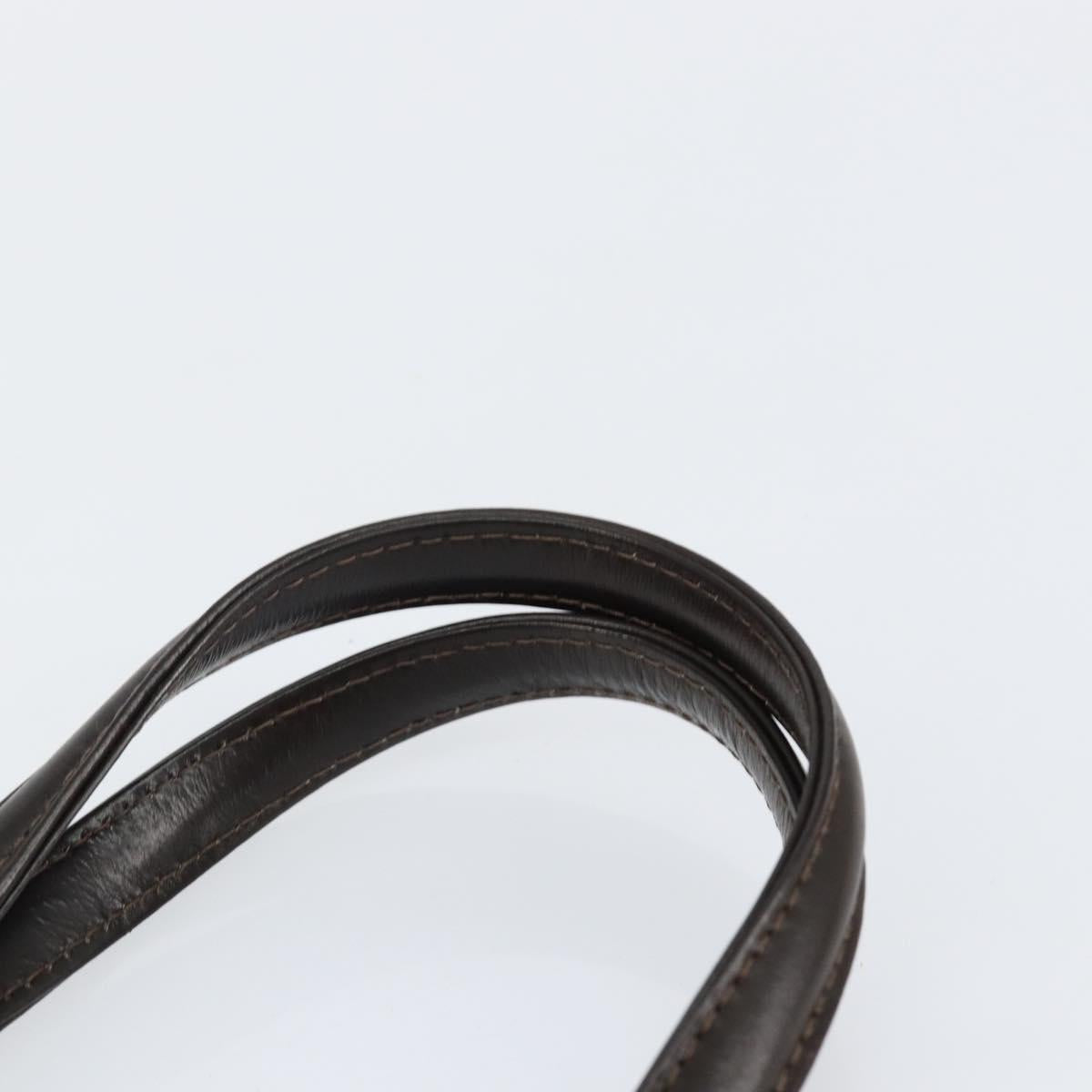 FENDI Hand Bag Leather Brown Gold Auth gh869