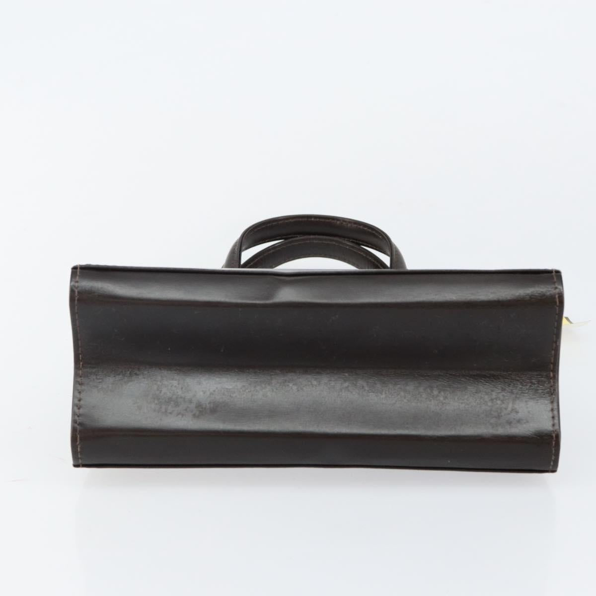 FENDI Hand Bag Leather Brown Gold Auth gh869