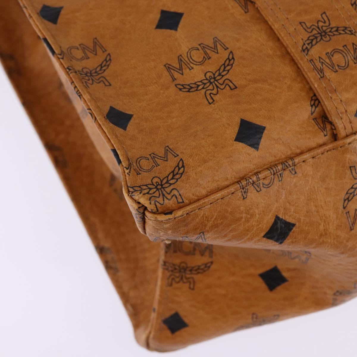 MCM Logogram Vicetos Tote Bag PVC Leather Brown Gold Auth gh881