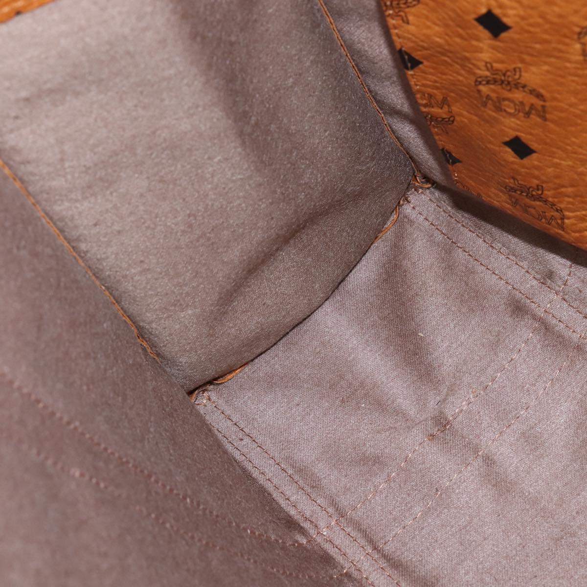 MCM Logogram Vicetos Tote Bag PVC Leather Brown Gold Auth gh881