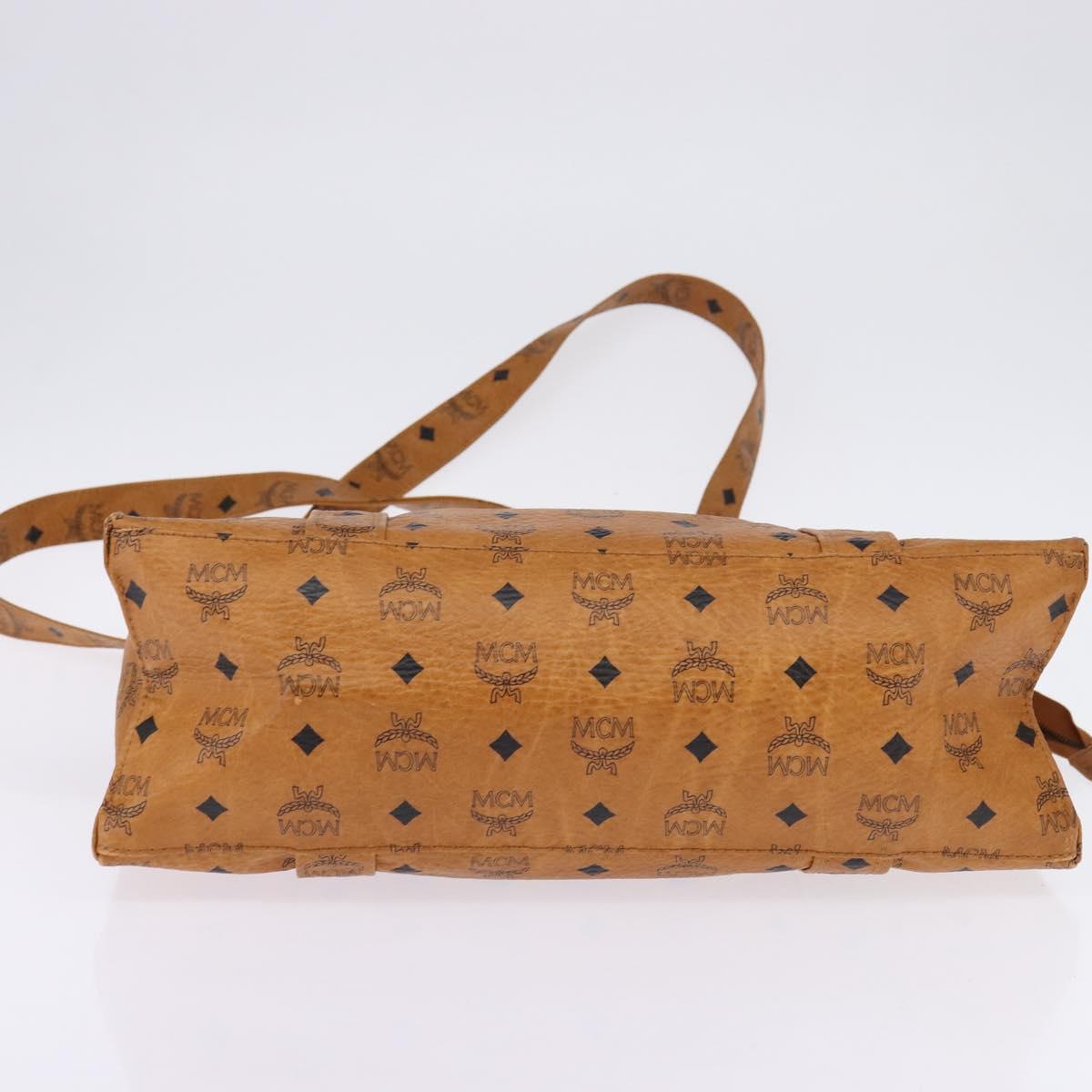 MCM Logogram Vicetos Tote Bag PVC Leather Brown Gold Auth gh881