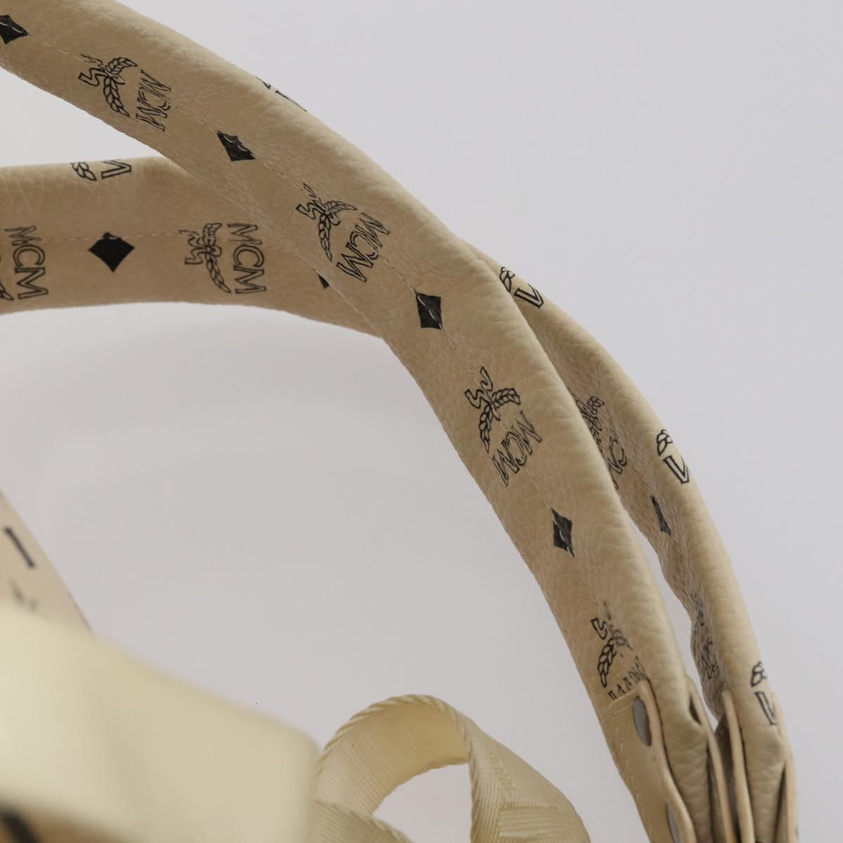 MCM Vicetos Logogram Backpack PVC Leather White Silver Auth gh883