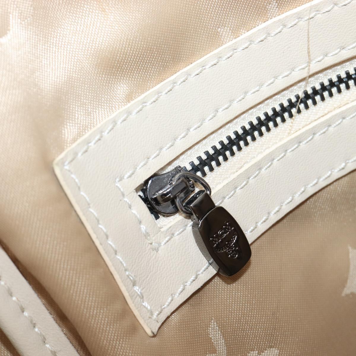 MCM Vicetos Logogram Backpack PVC Leather White Silver Auth gh883