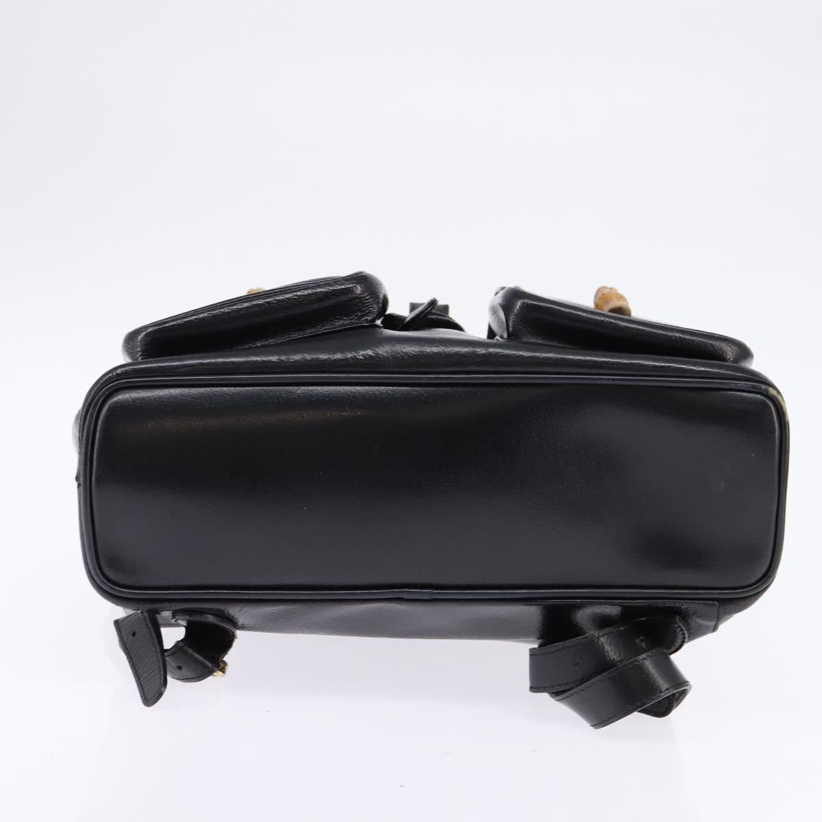 GUCCI Bamboo Backpack Leather Navy Gold 003 2058 0016 Auth gh884