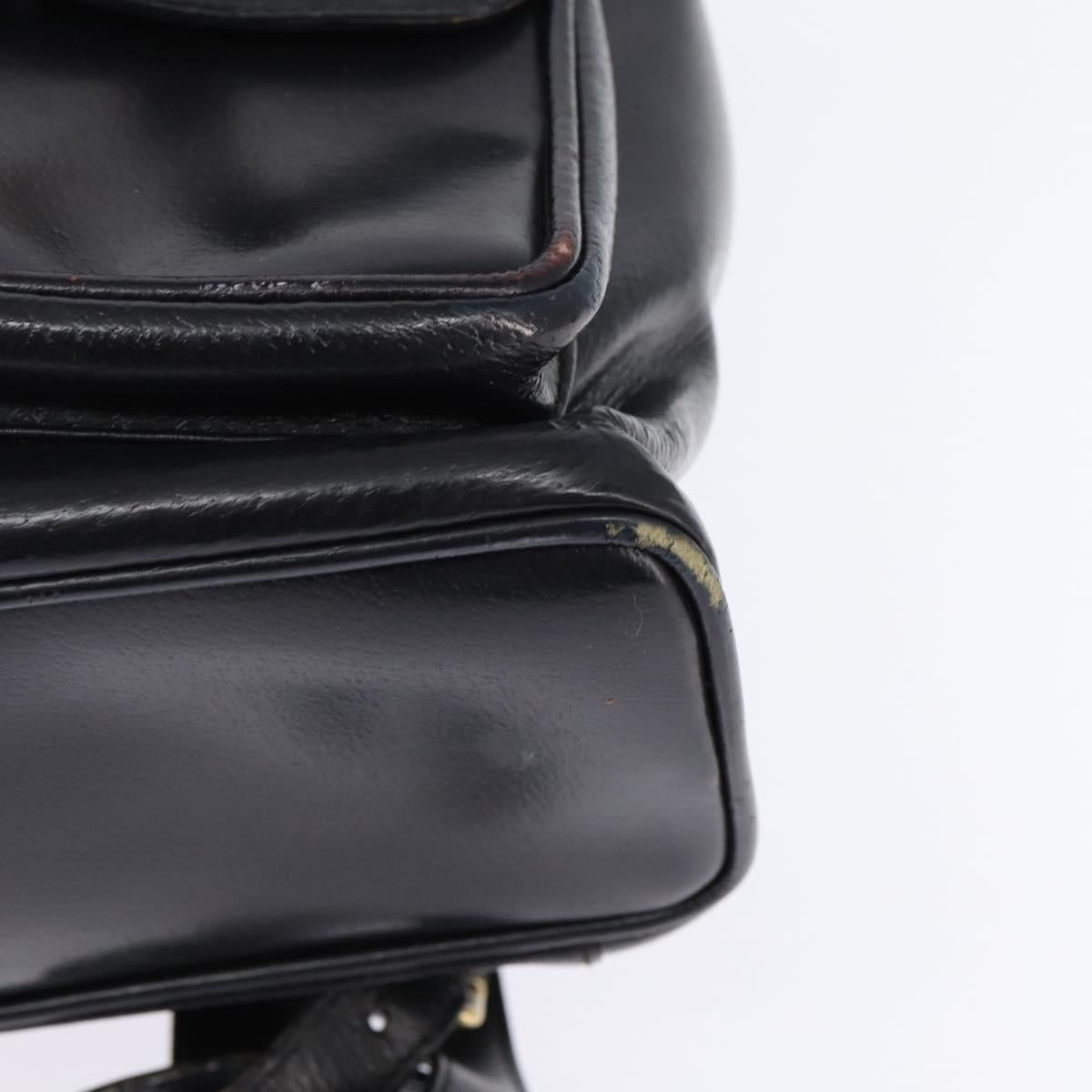 GUCCI Bamboo Backpack Leather Navy Gold 003 2058 0016 Auth gh884